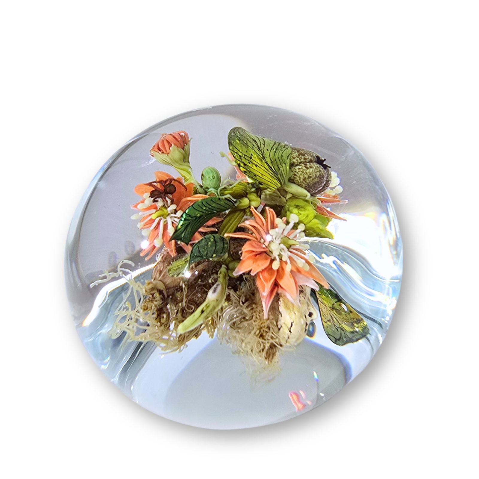 Paul Stankard Botanical Inset & Mask Paperweight 368 Art Glass - 5