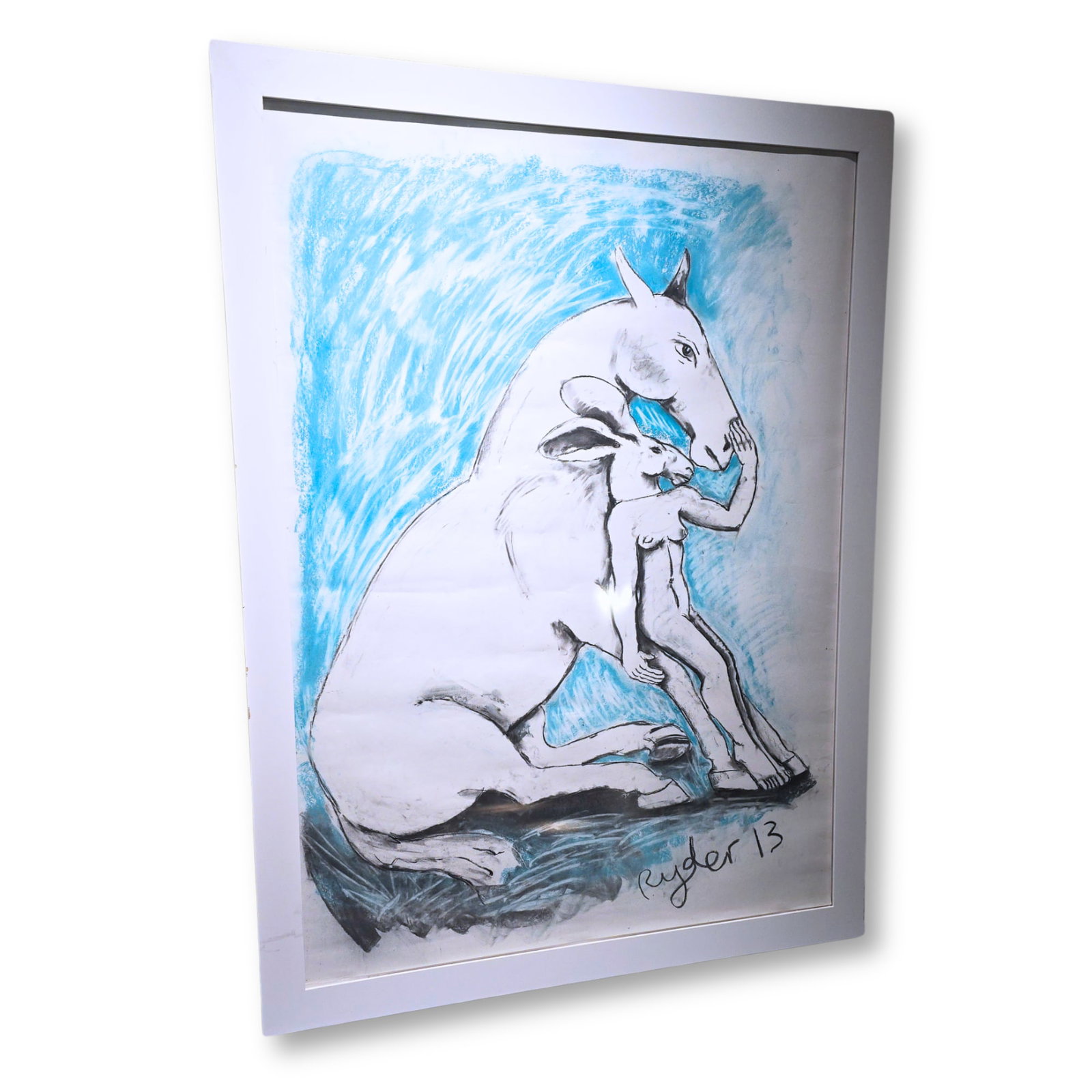 Sophie Ryder Girl Leaning on Horse, Sketch Glass Art: Sophie Ryder United Kingdom Girl Leaning on Horse, Sketch Date: 2013 Dimensions: 55.5 x 39.5 inches Notes: Signed by artist Ryder 13. Acquired from WaterHouse & Dodd Fine Art (NY). Using a unique tech