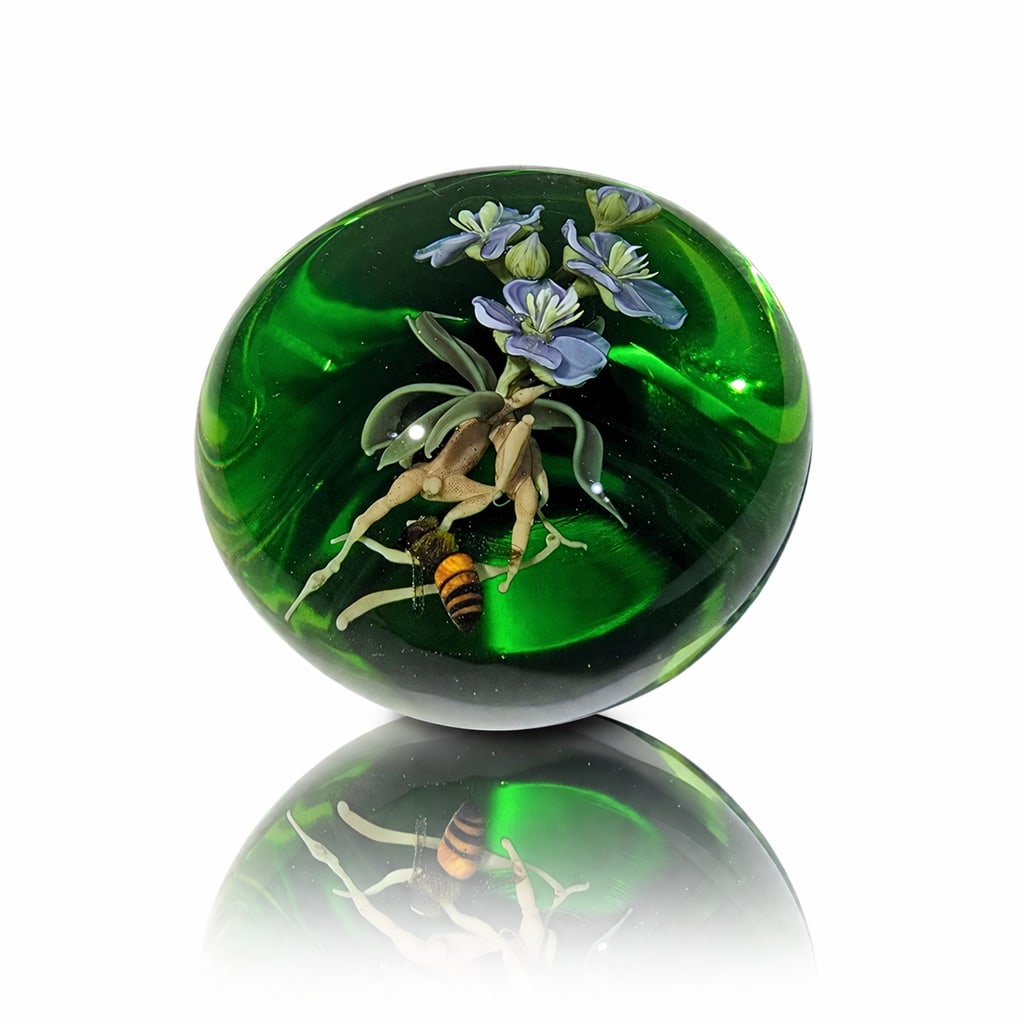Paul Stankard Flax, Bee, Root Spirit Paperweight Glass Art (1 of 6)
