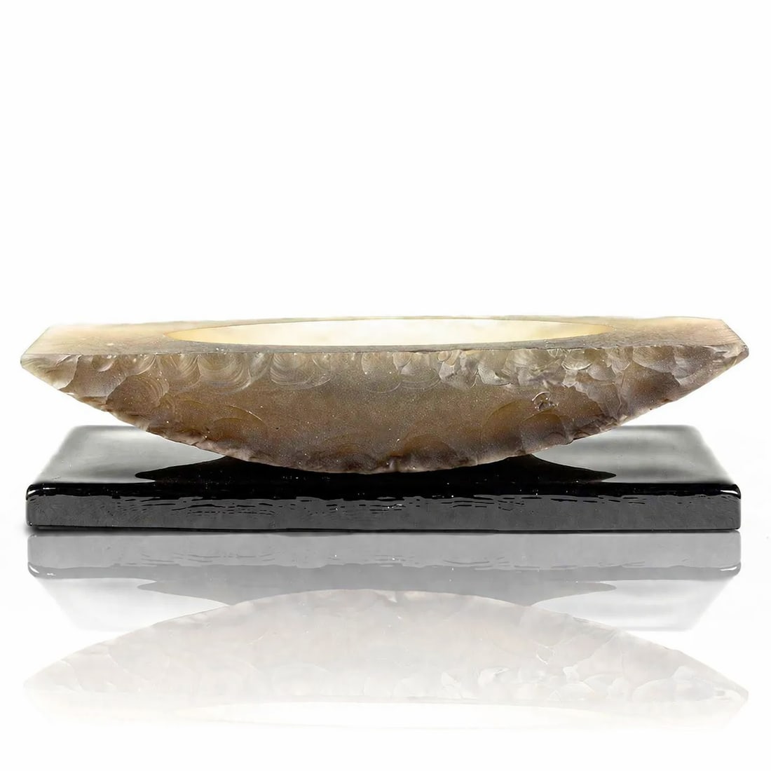 John Lewis Glacier Vessel Glass Art: John Lewis Country of origin: United States Glacier Vessel Date: 1988 Dimensions: 5.5 x 20.75 x 7 inches Notes: Signed by the artist. From a private collection. Process and material: Glass; cast John