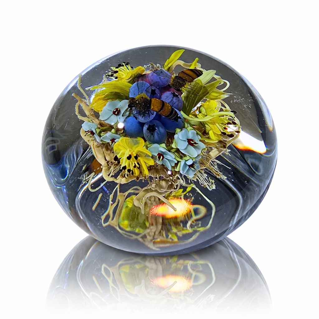 Paul Stankard Botanical, insect, & Earth Spirit Paperweight Glass Art (1 of 8)