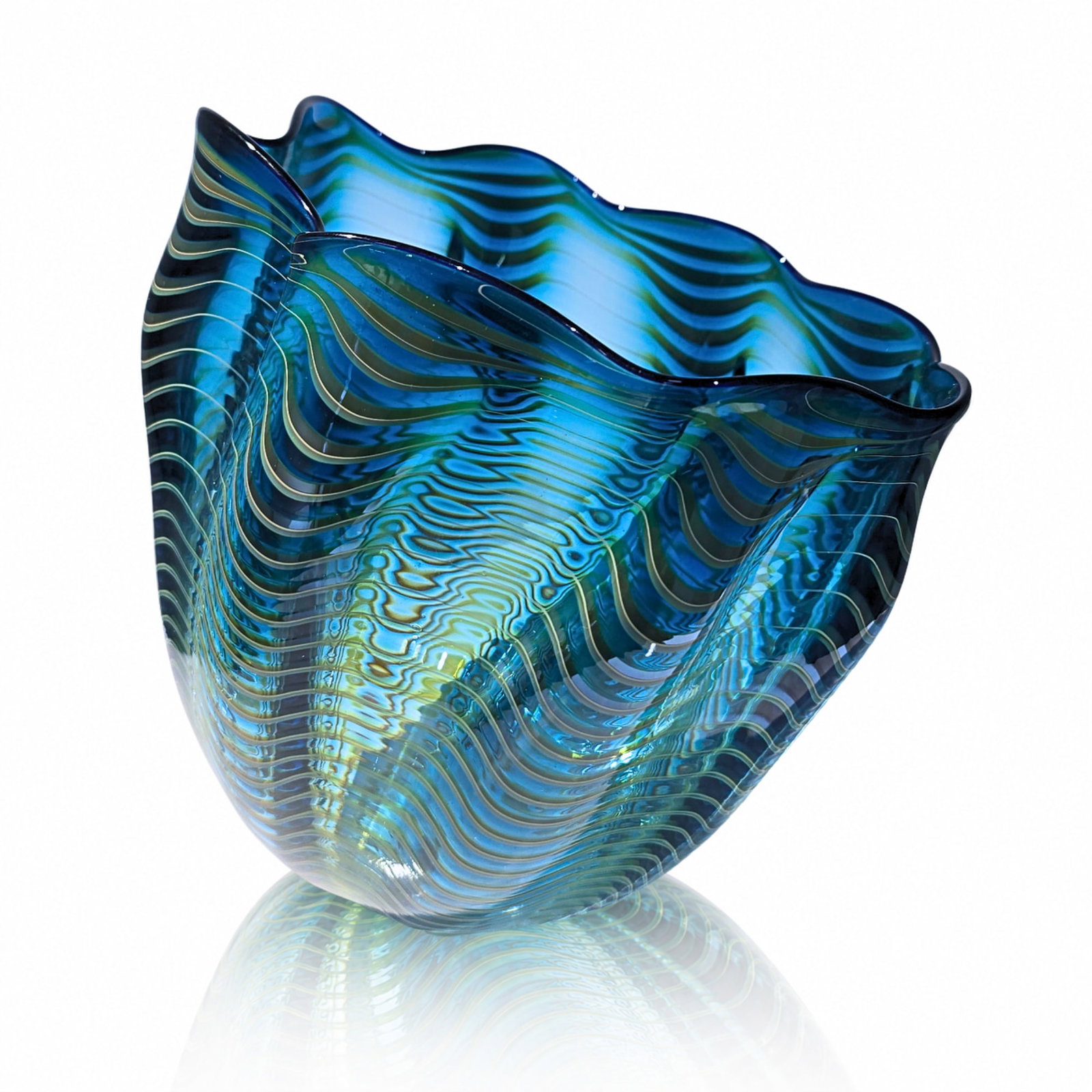 Dale Chihuly Blue Seaform Vase Art Glass Habatat Art Glass (1 of 6)