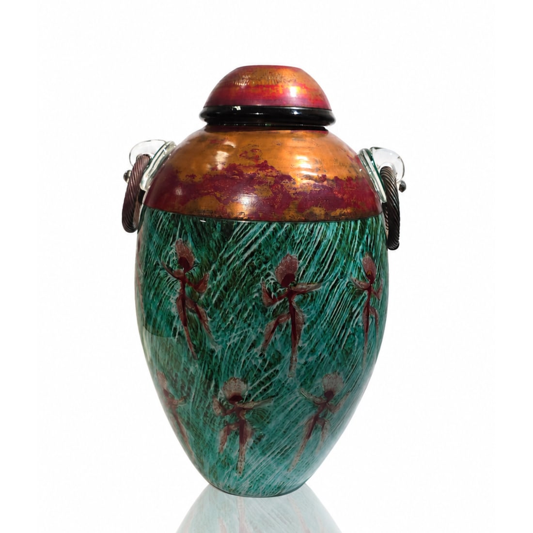 David Bennett Dancing Vase with Lid Art Glass (1 of 8)