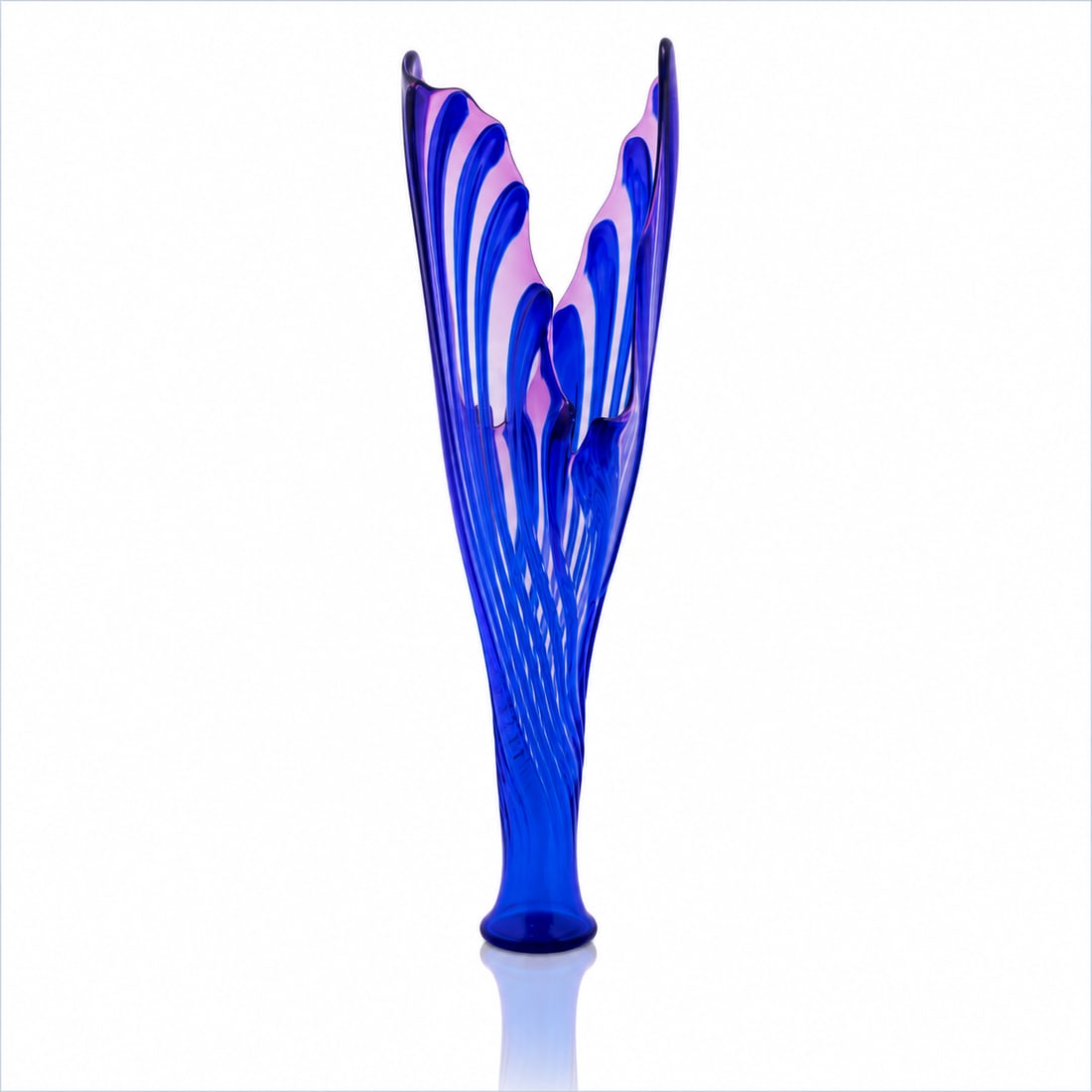 Richard Royal Diamond Cut Swung Vase Art Glass (1 of 9)