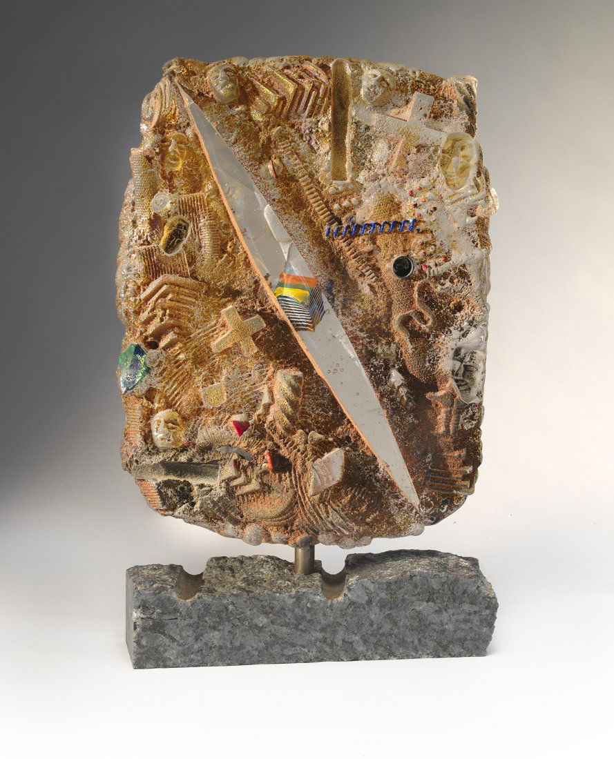 Habatat Bertil Vallien EntranceMap 1985 Glass Art: Bertil Vallien (Sweden), Entrance - Map Series # 1363990301, circa 1985. 23.5 x 14.5 x 4”. This is a very early example of a successful series created at Kosta Boda. This sculpture is particularly d