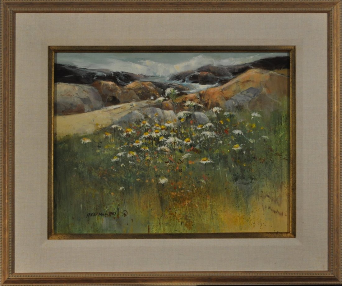Shore Daisies: Artist: Fred MacNeill, Medium: Oil, Image Size: 14x18, Framed: 20x24