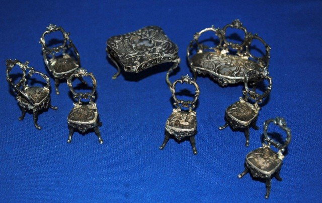 Collection of Silver Miniature Furnishings