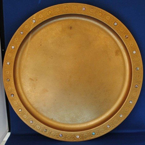 Tiffany Studios Bronze Plate: 14 inch diameter