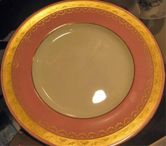 12 Mintons Pink and Gilt Luncheon Plates