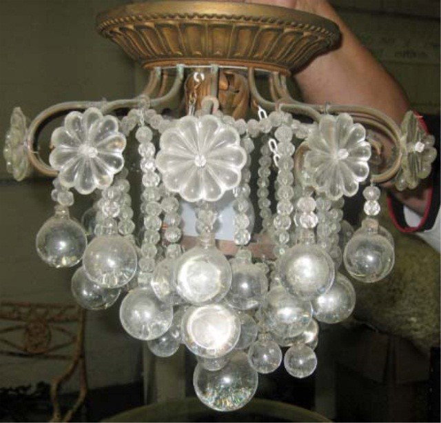 Crystal 1 Light Fixture: 12 inch diameter, 12 inch drop