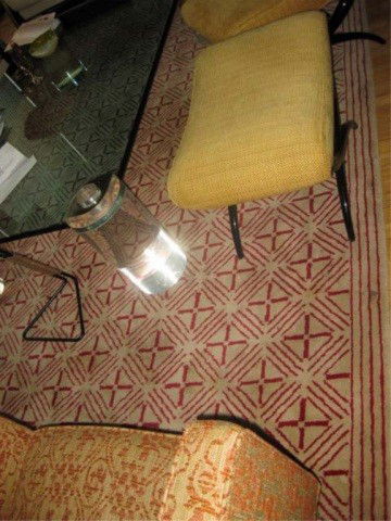 Edward Fields Cream & Red Rug: American, 1950's