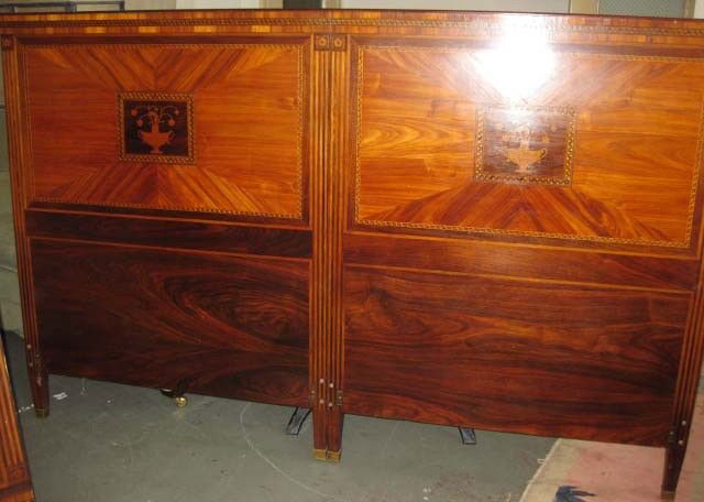 Antique Sheraton Satinwood Inlaid Headboard: 51 x 79 inches