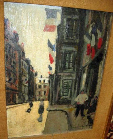 Oil Painting - French Street Scene, Lamotte: signed: Bernard Lamotte, 16 x 12 inches