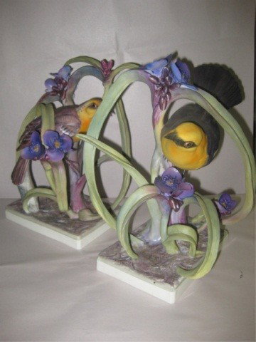 Pair of Dorothy Doughty Yellow Headed Blackbirds: Royal Worcester, 11 1/2 inches tall