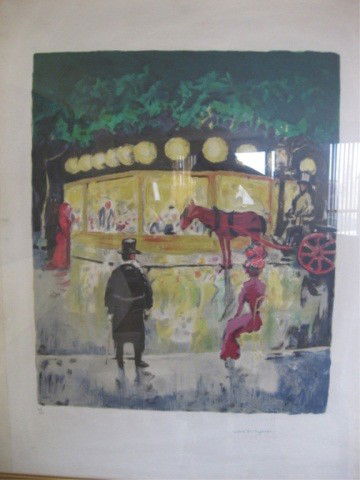 Lithograph - Street Scene, Van Dongen: signed lower right, 46/100, 30 x 22 inches
