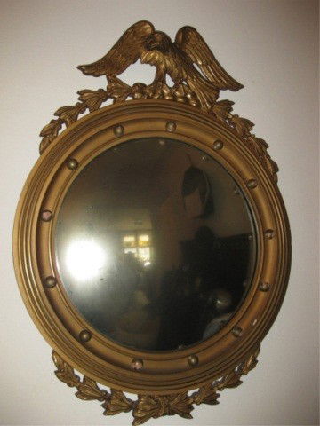 Eagle Surmount Convex Mirror: 33 inches tall, 23 1/2 inch diameter