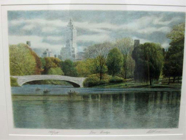 Lithograph - "Boat Bridge", Altman: Harold Altman, 146/285, 16 x 23 inches