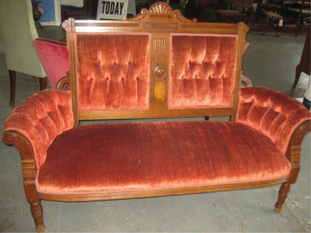 Victorian Carved Frame Settee: 60 inches long
