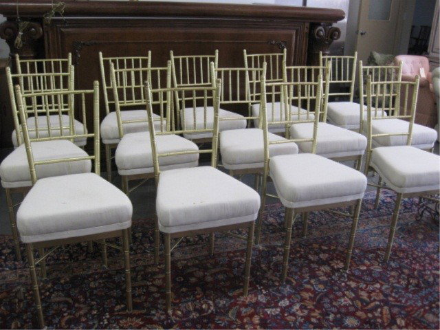 Set of 14 Sheraton Style Ballroom Chairs: gilt metal