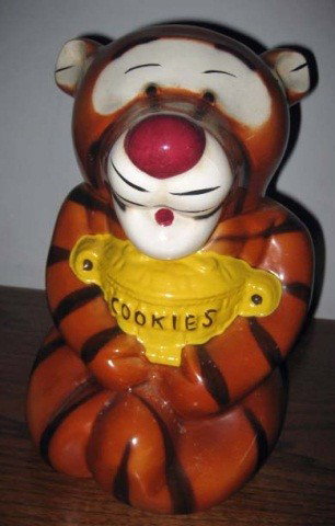 Tigger Cookie Jar: 12 1/2 inches tall, 7 1/2 inches wide, 8 inches deep