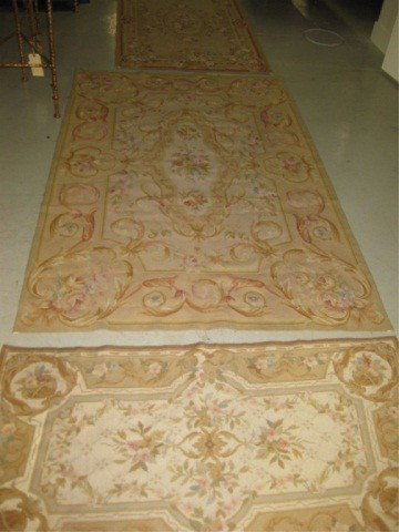 3 Small Needlepoint Rugs: 26 1/2 x 48 inches, 46 1/2 x 74 inches, 36 x 62 inches