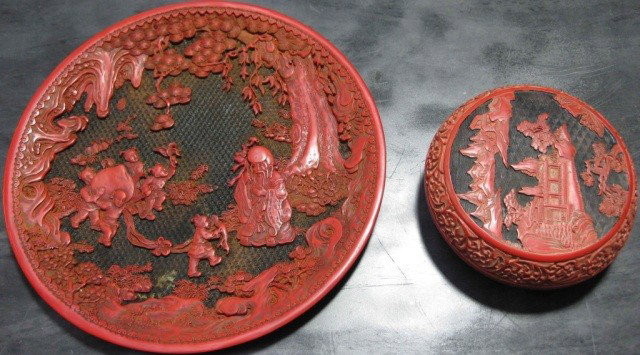Cinnabar Round Box and Tray
