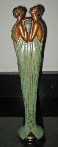Erte Bronze Sculpture - Lovers: #224/250, 14 inches tall