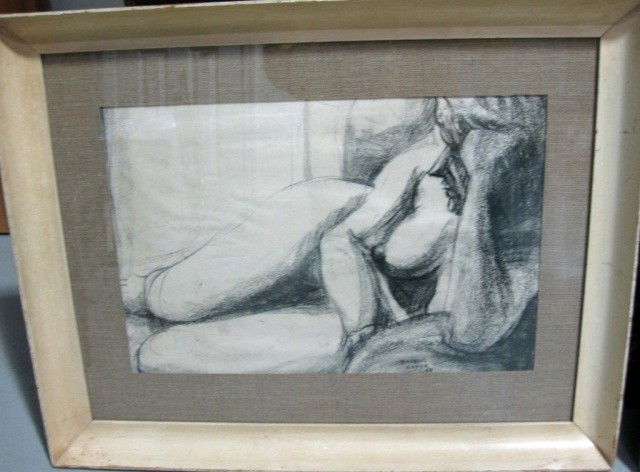 Charcoal Drawing - Nude Study, Soyer: signed lower right: Raphael Soyer, 68, 11 x 17 inches