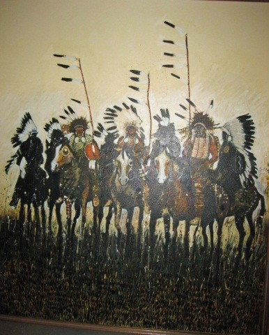 Oil on Canvas - Warriors, Kevin Red Star: signed lower right, 46 x 39 inches