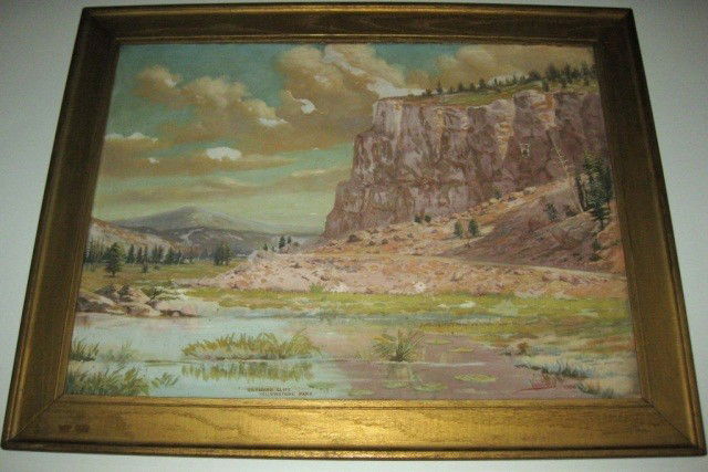 Oil on Canvas - Obsidian Cliff, Van Ness: Obsidian Cliff, Yellowstone Park, signed lower right: Van Ness 1906, 29 x 39 inches (as is)