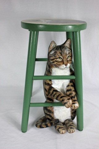 Cat Figural Painted Stool: Connie Oshrin Height: 23"