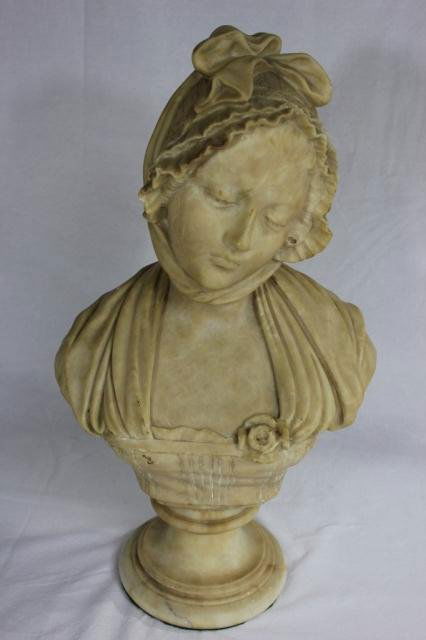 Alabaster Bust of a Woman: Height 21 inches