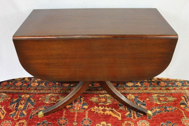 Regency Style Dining Room Table: width 40 inches Height 30 inches Length 48 inches 2 Leaves 15.5 inches