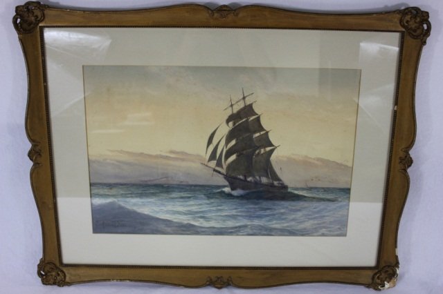 Watecolor, Clipper Ship, Signed " Montague Dawson": Watercolor 13" x 20"