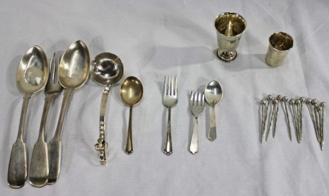 Two Russian Silver Spoons/Fork/Assorted Articles