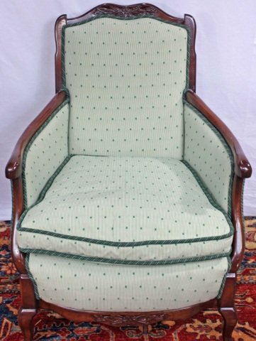 Country French Upholstered Bergere: Height 33 inches Width 18 inches
