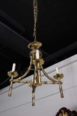Bronze Faux Bamboo Four Light Fixture: Height 18 inches Width 16 inches
