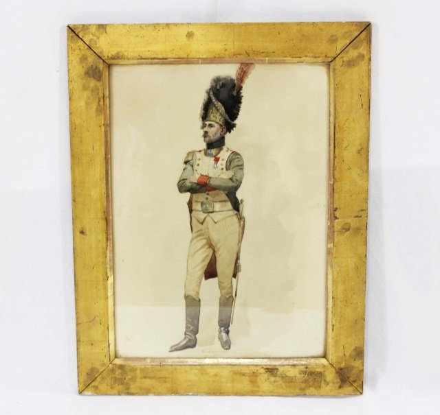 Watercolor - Prussian Officer: Signed Height 15 inches Width 10 inches