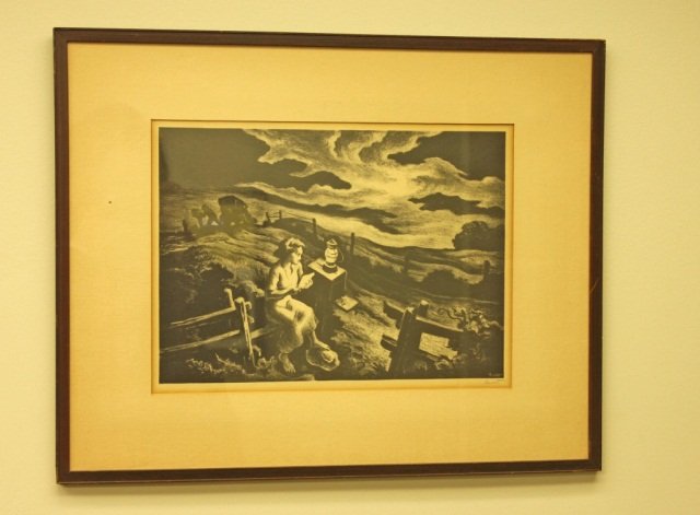 Thomas Hart Benton-"Letter from Overseas": Lithograph Height 10 inches Width 13.75 inches