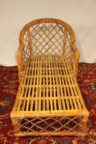 Wicker Chaise Lounge with Cushions: Height 13 inches Width 26 inches Length 54 inches. Porch, green house, deck, patio, outdoor woven wicker chaise lounge for garden.