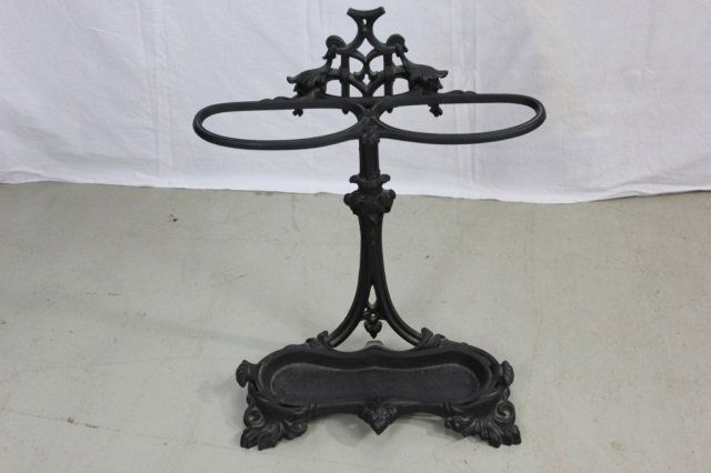 Cast Iron Umbrella Stand: Height 27 1/2 Inches Width 20 1/2 Inches Depth 8 Inches