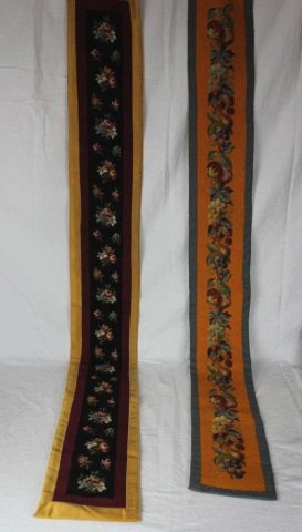 Two Needlepoint Bell Pulls: Longest is approximately 64 inches in length