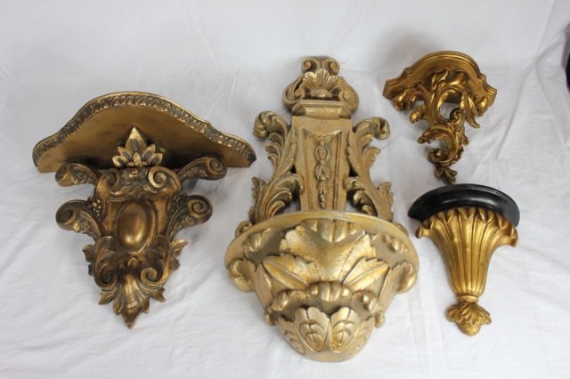 Group Of Four Wall Brackets: Florentine and Gilt Decoration