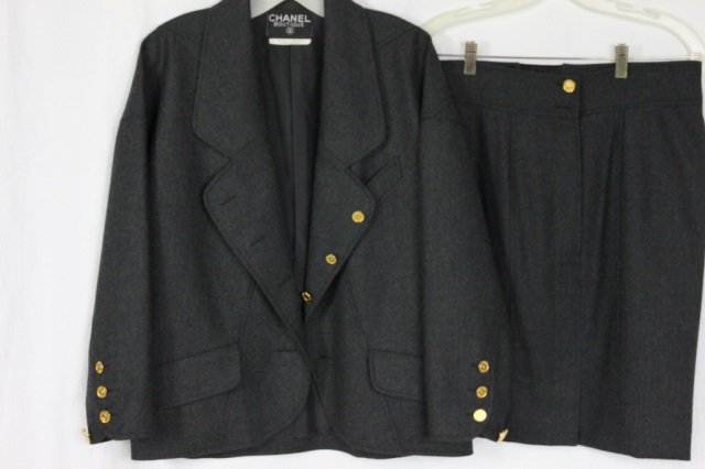 Chanel Boutique Coco Chanel Paris France Gray Suit