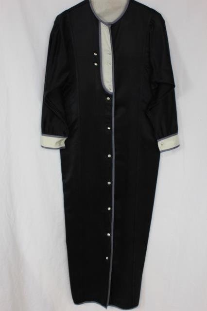 Geoffrey Beene Black White Blue Satin Dress: Rhinestone buttons