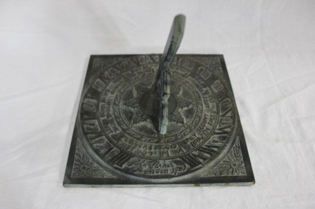 Metal Sundial: Length 10 Inches Width 10 Inches Height 11 Inches