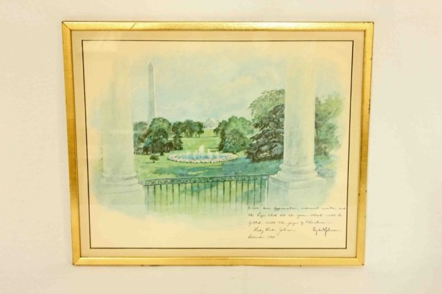 Lyndon Johnson Colored Print Presidential Memorabilia: Height 12.5 inches Width 15.5 inches. According to wikipedia, "Lyndon Baines Johnson /ˈlɪndən ˈbeɪnz ˈdʒɒnsən/ (August 27, 1908 – January 22, 1973), ofte