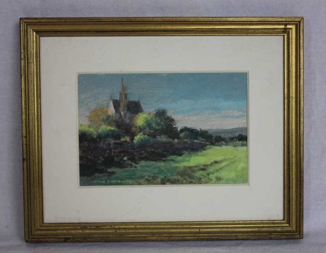Oil Painting On Board - Ward Mann "Ireland": Signed Lower Right Height 8.5 Inches Length 11 Inches. According to art.state.gov, "Ward Mann was born in Detroit, Michigan, on October 3, 1921. He was introduced to drawing and painting at the Detroi