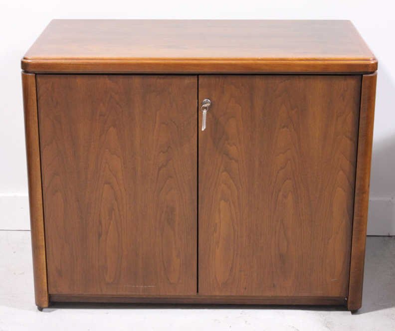 Danish Modern Mid-Century Two Door Credenza: Height 29.5 Inches Width 37 Inches Depth 20 Inches
