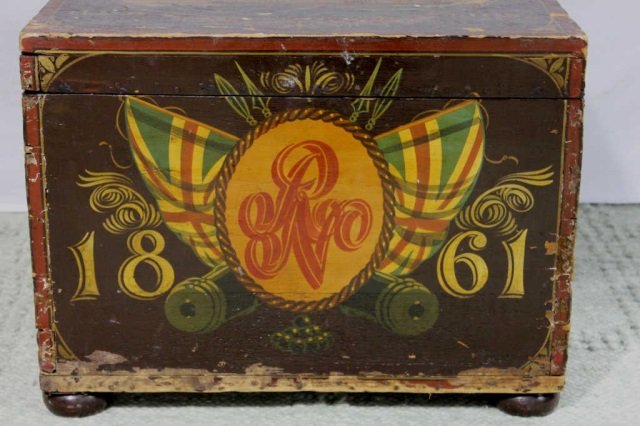 Hand Painted Trunk Captain P Shadd HMS Lion 1861: Reading "Captain P. Shadd" "HMS Lion 1861." Hand painted.
